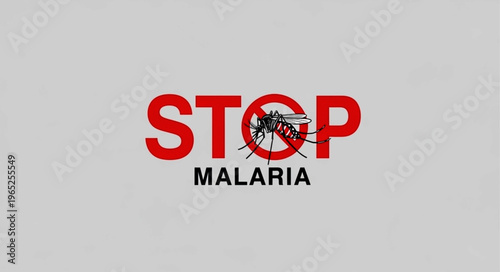 World Malaria Day Awareness Poster with Stop Malaria Text and Mosquito