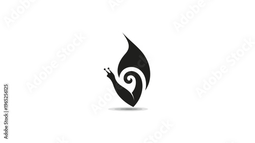 A stylized black snail with a muscular arm emerging from its shell on a white background