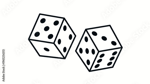 Rolling Dice Vector Illustration, Probability Chance Icon, Gaming Random Outcome Graphic, Casino Luck Symbol, Board Game Design Element, Mathematical Probability Art, Dice Vector Artwork