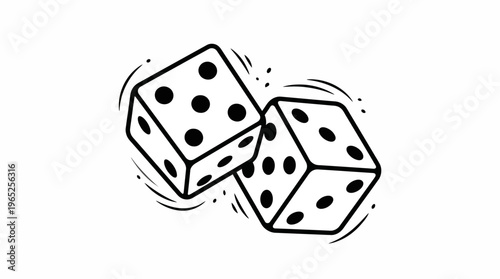 Rolling Dice Vector Illustration, Probability Chance Icon, Gaming Random Outcome Graphic, Casino Luck Symbol, Board Game Design Element, Mathematical Probability Art, Dice Vector Artwork