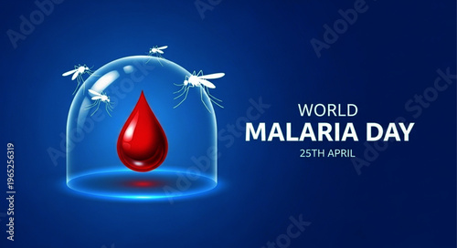 World Malaria Day Concept with Blood Drop and Protective Shield