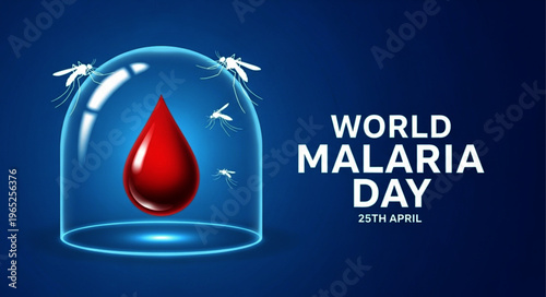 World Malaria Day Awareness Poster with Shielded Blood Drop