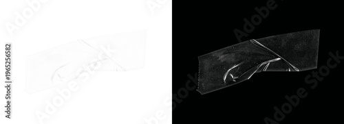 Foto Crinkled transparent tape on black background isolated office supply