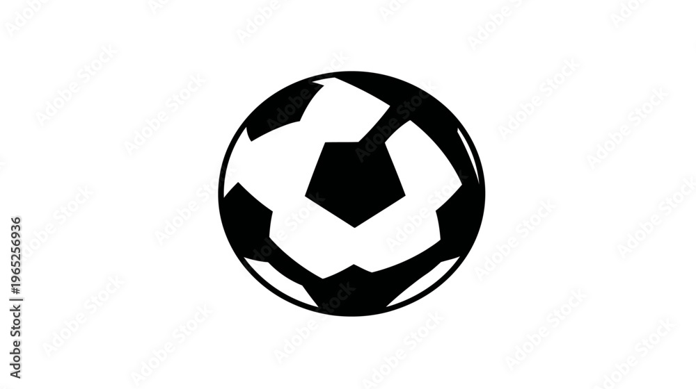 Obraz premium A simple, black-and-white soccer ball illustration centered on a white background. It's fully visible