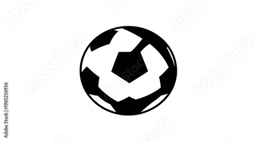 A simple, black-and-white soccer ball illustration centered on a white background. It's fully visible
