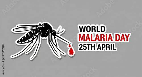 World Malaria Day Awareness Banner with Mosquito Vector
