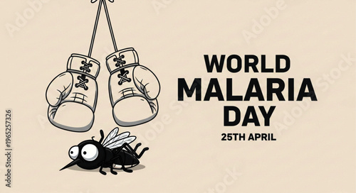 World Malaria Day Concept with Boxing Gloves and Mosquito Vector