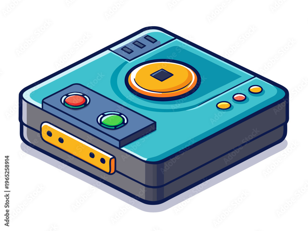 Fototapeta premium Retro electronic game console module isolated on white background