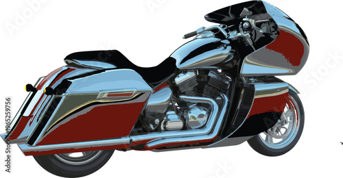 A sleek red and chrome motorcycle with a modern design for use in advertising or editorial content