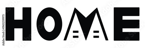 Home logo with house shape integrated into letter m, black solid typography design for real estate and property branding.