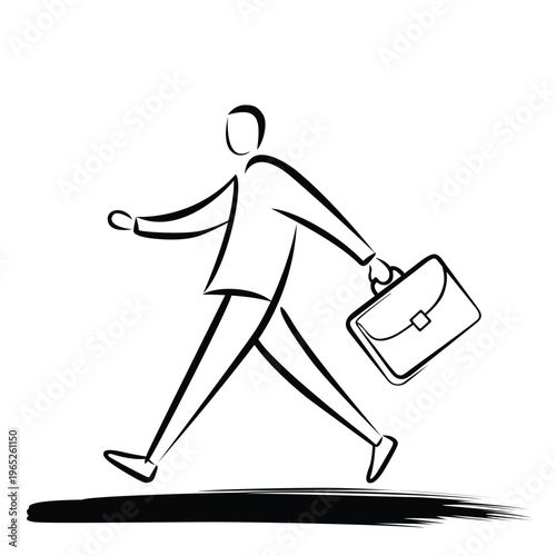 A stick figure walking with a briefcase