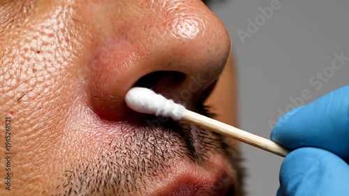 Extreme Close Up of a Man s Nose and Mustache