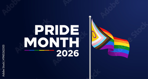 Obraz na płótnie 2026 Pride Month banner, progress pride flag background