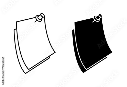 Note paper with pushbutton icon graphic vector. icon collection