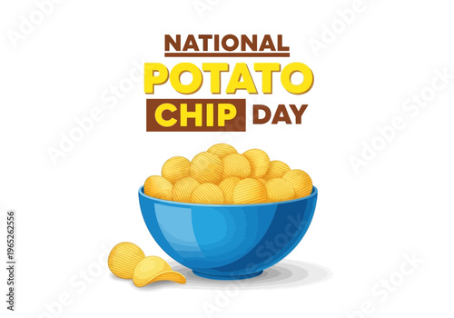 National potato chip day illustration with bowl of chips