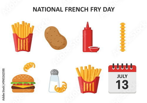 National french fry day food illustrations