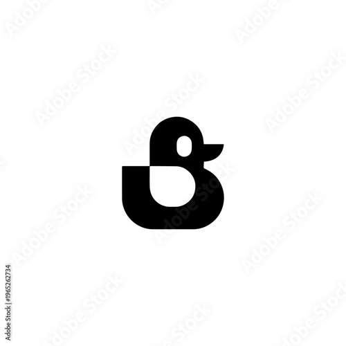 Minimalist Duck Logo Design, Modern Geometric Bird Icon Vector