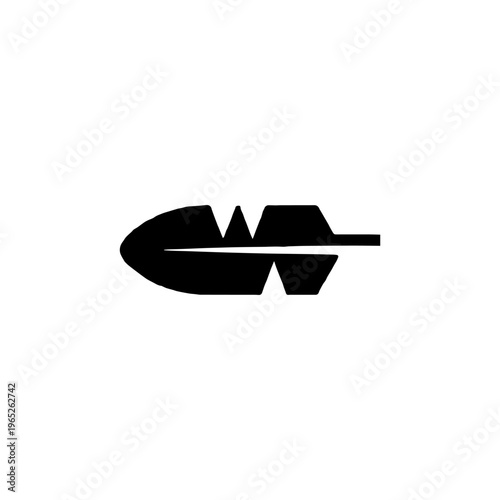 Minimalist Feather Logo Icon, Black and White Quill Vector Illustration, Simple Wing Symbol for Writing or Creative Brand