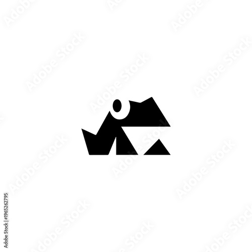 Geometric Frog Logo Design, Minimalist Abstract Toad Vector Icon Symbol