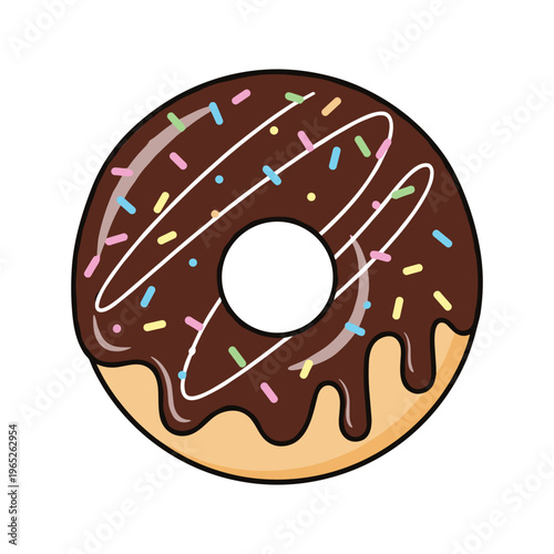 Foto Chocolate frosted donut with sprinkles.