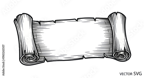 Vintage Scroll Banner with Engraved Texture - Blank Parchment for Text