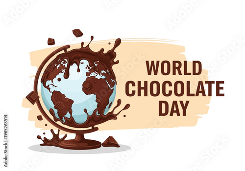 Vector illustration of globe with chocolate splashes on world chocolate day