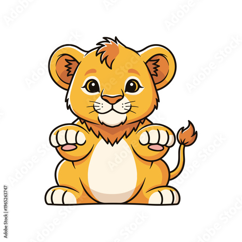 Cute Cartoon Lion Cub Smiling 1.