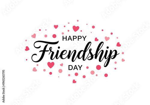 Happy friendship day typography with hearts