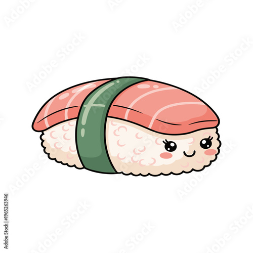 Cute Sushi Cartoon Food Illustration.