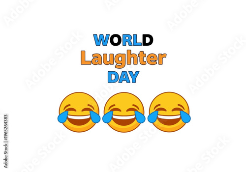 World laughter day with laughing emojis on pure