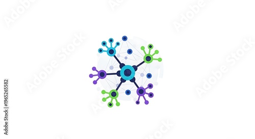 Neuron cell structure with dendrites and axon terminals in vibrant colors