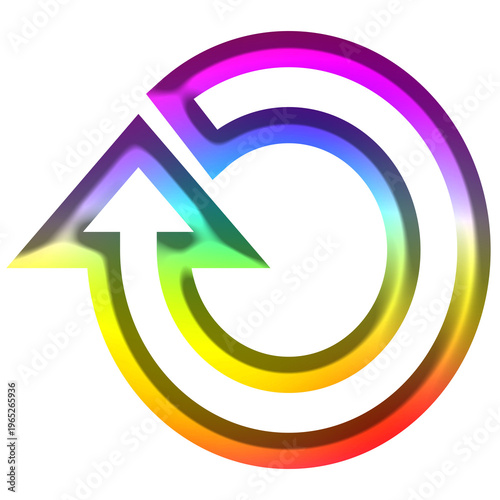 Colorful rainbow circular arrow refresh icon with smooth gradient, isolated on transparent background, symbolizing reload, sync, update. Not generative AI