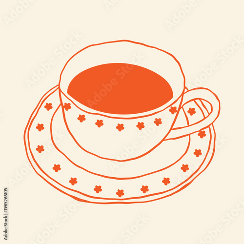 Cup with tea bag hand drawn outline doodle icon. Hot drink tea cup vector sketch illustration for print, web, mobile and infographics isolated on white background.