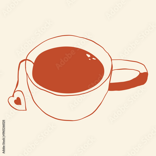 Cup with tea bag hand drawn outline doodle icon. Hot drink tea cup vector sketch illustration for print, web, mobile and infographics isolated on white background.
