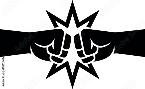 Two fists clasping with a star symbol in the center representing unity and solidarity