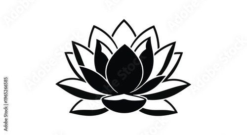 Lotus flower icon represents purity and spiritual enlightenment in design projects.