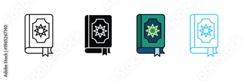Holy Quran Book Icon for Islamic Religion, Ramadan Kareem Celebration, and Spiritual Guidance Symbol. Symbol Vector Illustration.
