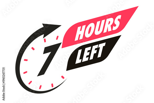 Timer 1 hours left arrow clock icon for promotion, promo offer, sale, social media post