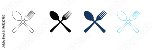 Restaurant Spoon and Fork Icon for Dining, Kitchen Cutlery, and Food Service. Symbol Vector Illustration.