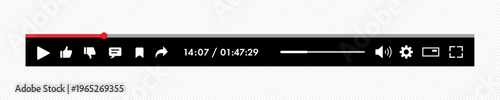 Video player bar with button play, timelime, speaker, volume, settings. Audio player for songs, podcast, playlist vector