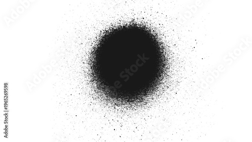 Fotografie Black paint spray splatter circle isolated on transparent background, grunge ink texture overlay PNG for design use