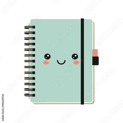 Cartoon Notebook with Smiling Face.