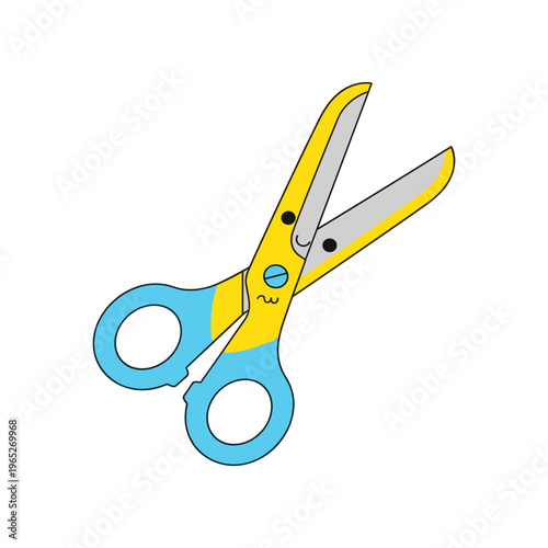 Colorful Scissors with Smiling Face.