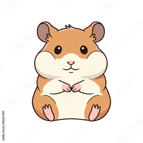 Cute Cartoon Hamster Sitting Down.