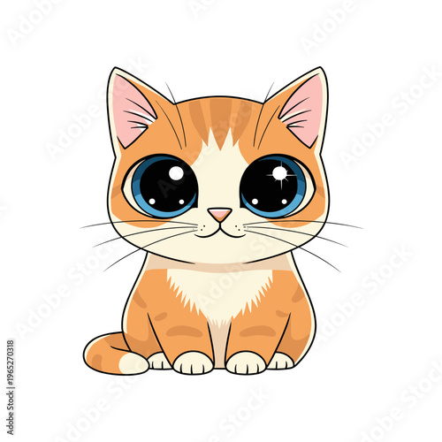 Cute orange cartoon cat face.