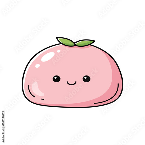 Cute Pink Cartoon Peach Character Face.