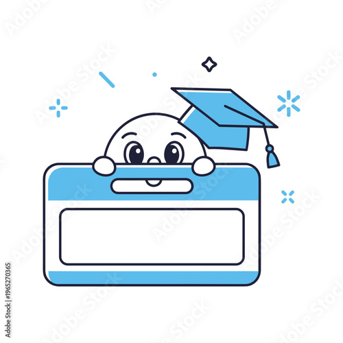 Graduation Cap Cartoon Character Education.