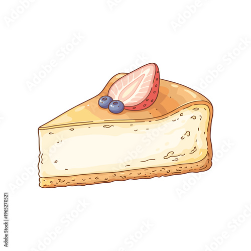 Slice of Cheesecake with Fruit Topping.