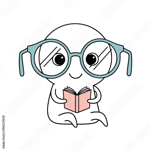 Smiling Cartoon Character Wearing Glasses.