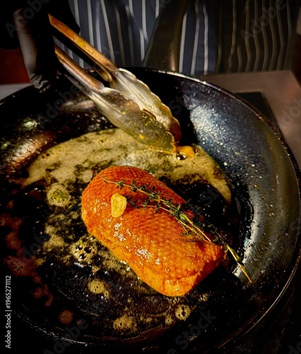 Pan Seared Duck Breast with Caramelized Pineapple, Fine Dining Restaurant Plating